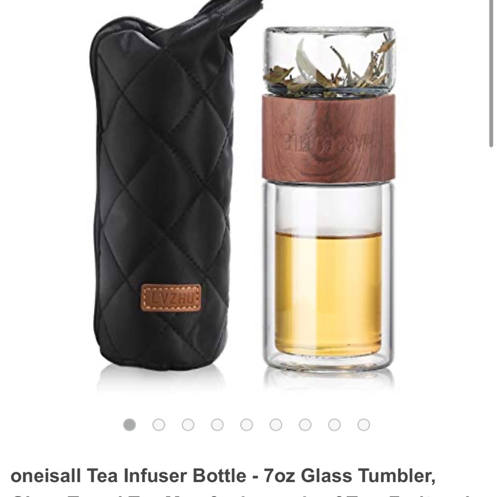 Glass Travel Tea Mug for Loose Leaf Tea, Cold Brew Coffee 6.7 oz